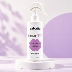 Satoriia foreverFEEL in current English packaging — studio product display.