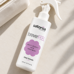 Satoriia foreverfeel current packaging in an overhead flat-lay.