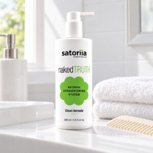 Satoriia nakedTRUTH in current English packaging — bathroom product setting.