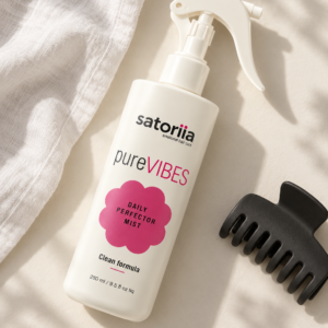 Satoriia purevibes current packaging in an overhead flat-lay.